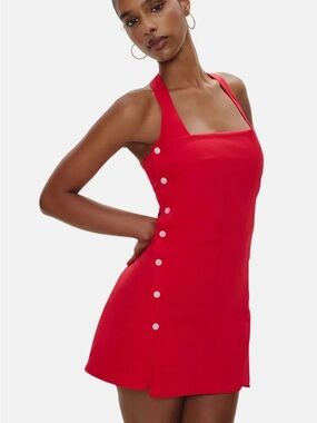 Frankies Bikinis West Wrap Button Down Halter Mini Dress in Barn Dance
